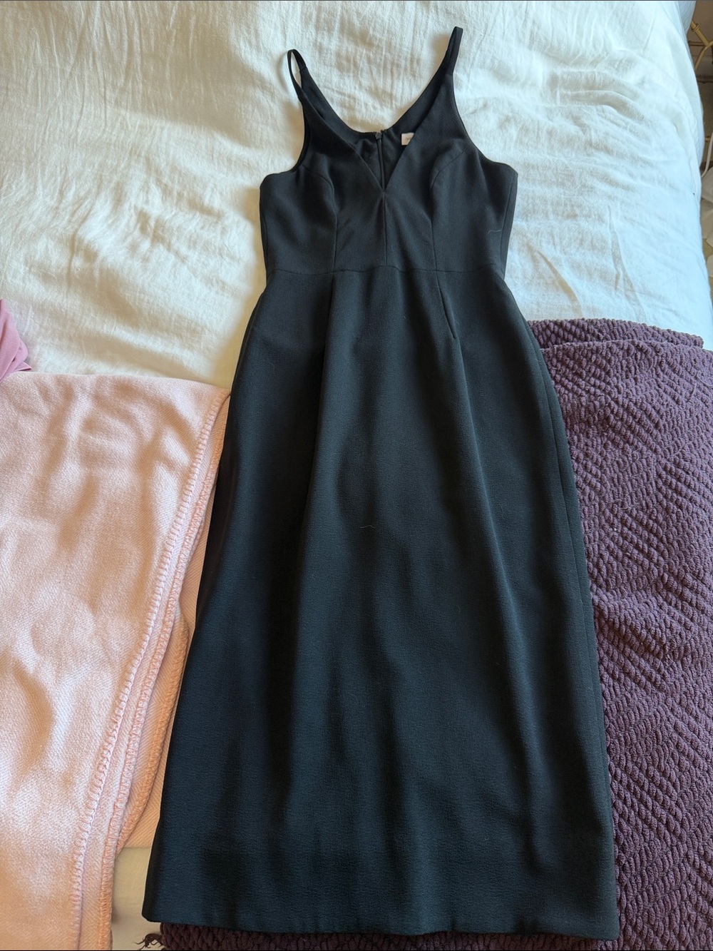 Dress the Population Black V-Neck Midi Slip Dress